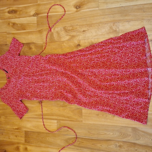 Reformation Saskia Red Ditsy Floral Maxi Dress Size Small Made In California - Picture 4 of 12